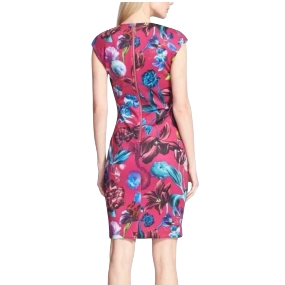 Ted Baker London Arya Pink Floral Scuba Midi Dress NWOT Size 2. - Picture 2 of 8
